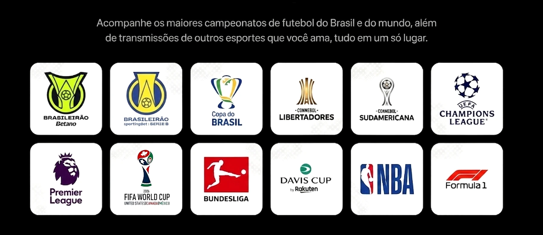 Ligas e campeonatos de futebol e outros esportes.
